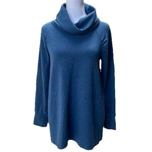 Aventura Sustainable Cotton Blue Mock Neck Sweater Tunic‎ XS Lagenlook Baggy